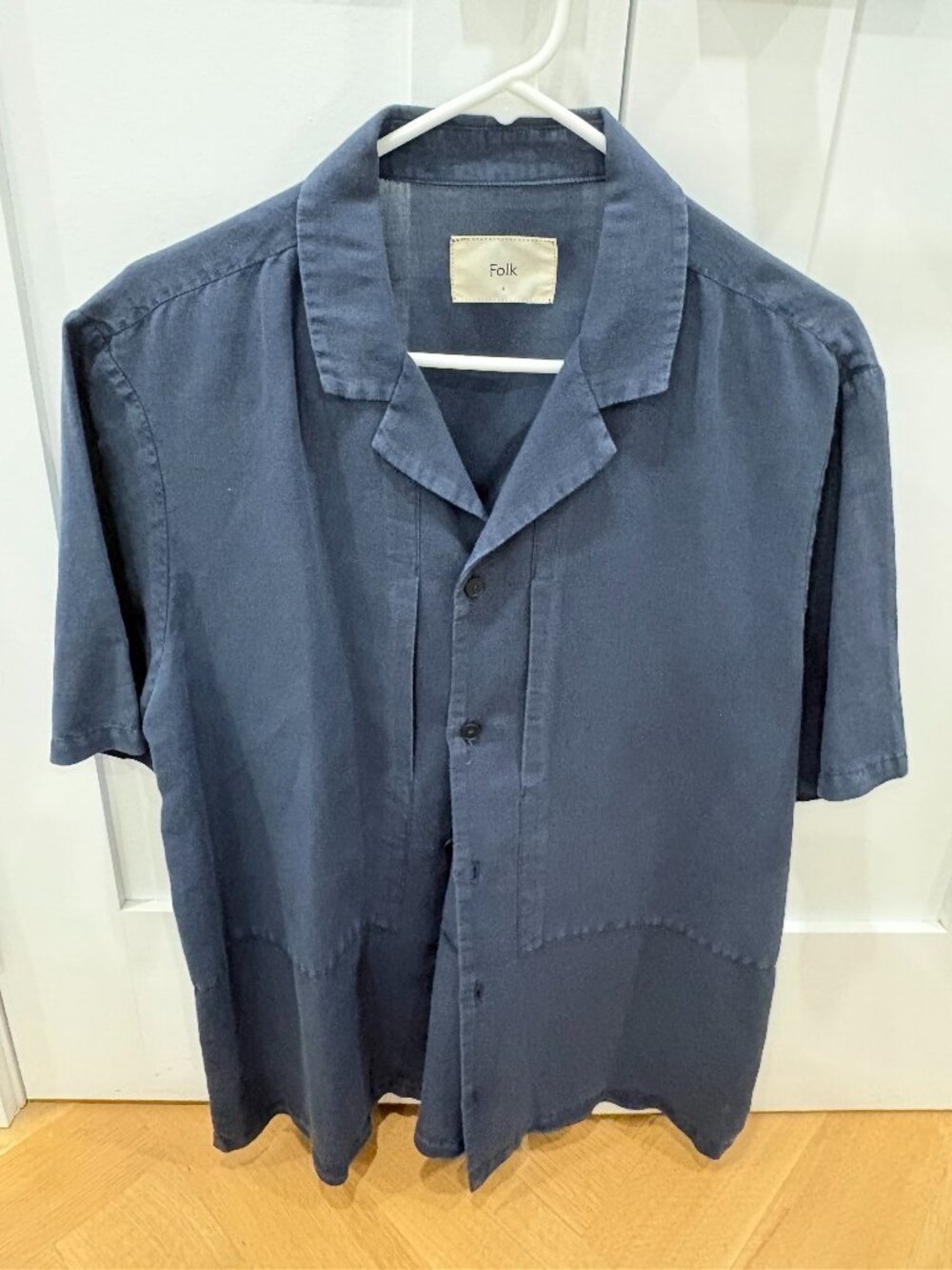 Folk Navy Linen Camp Shirt Size 4 (M)